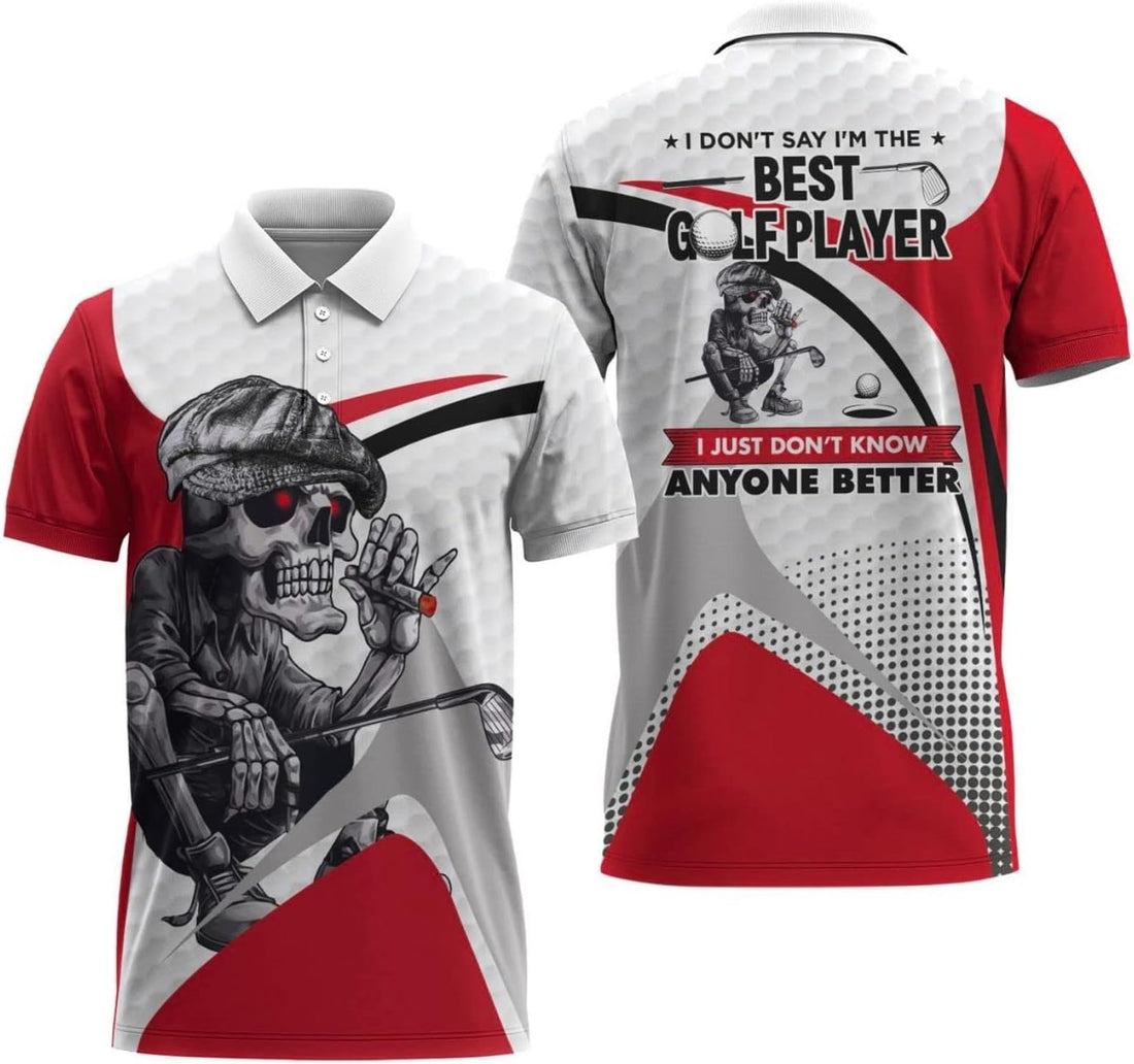 Skull Men's Golf Polo Shirt, Funny Skull Golf Shirt, Dad Golf Gift