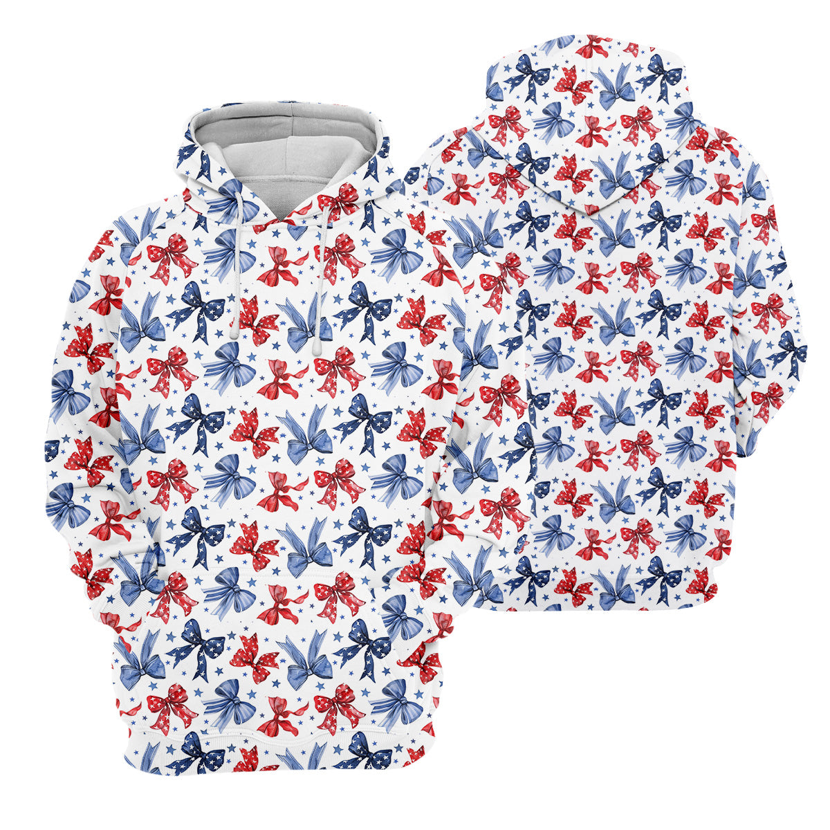 Red White & Blue Bows Shirt, Women's 4th Of July Shirts, Funny Womens Golf Polo Shirt, Custom Ladies Golf Shirt