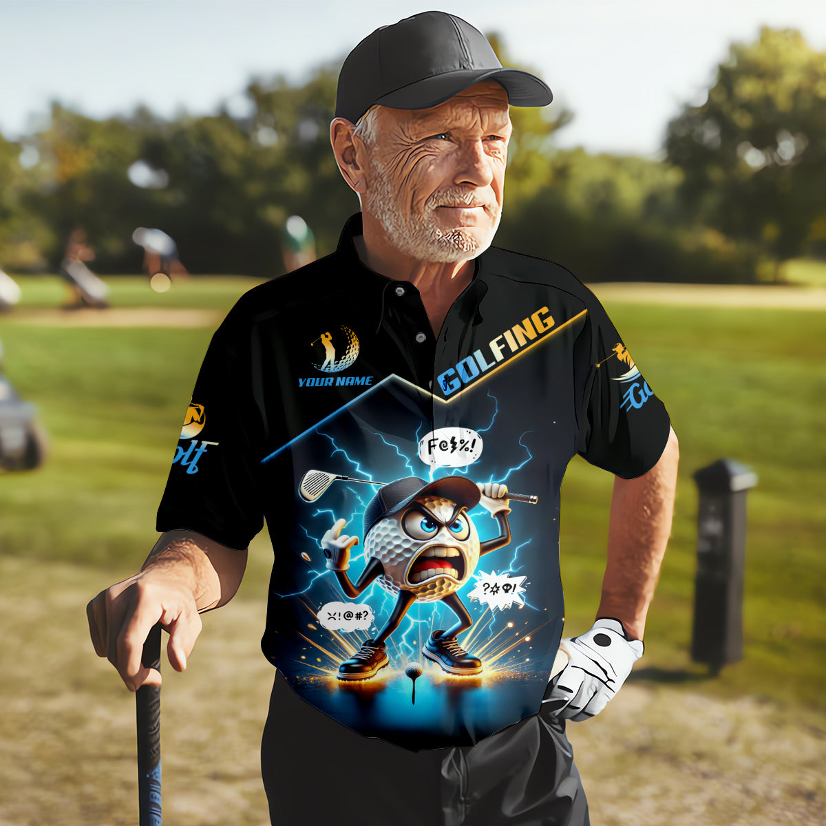 Swearing Doesn't Mean You're A Bad Person Custom Men's Golf Polo Shirt, Dad Golf Gift