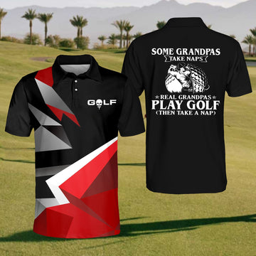 Some Grandpas Take Naps Real Grandpas Play Golf Mens Golf Polo Shirt, Mens Golf Gift, Golf Lover Gift