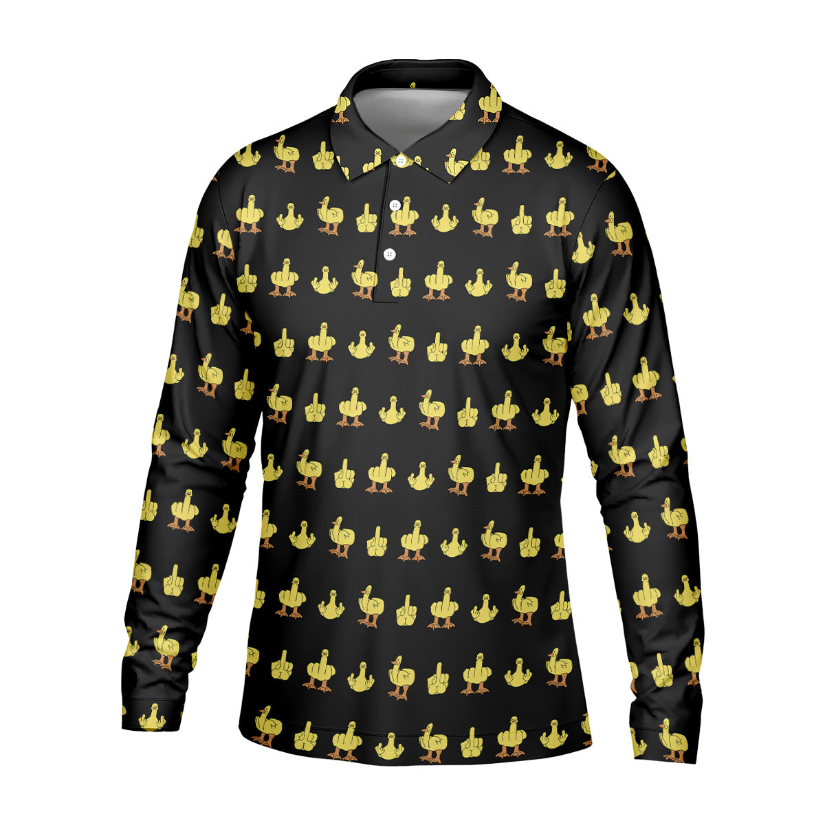 Funny Yellow Duck Men's Golf Polo Shirt, Funny Middle Finger Golf Shirt, Fun Golf Polo Shirt, Golf Gift For Him