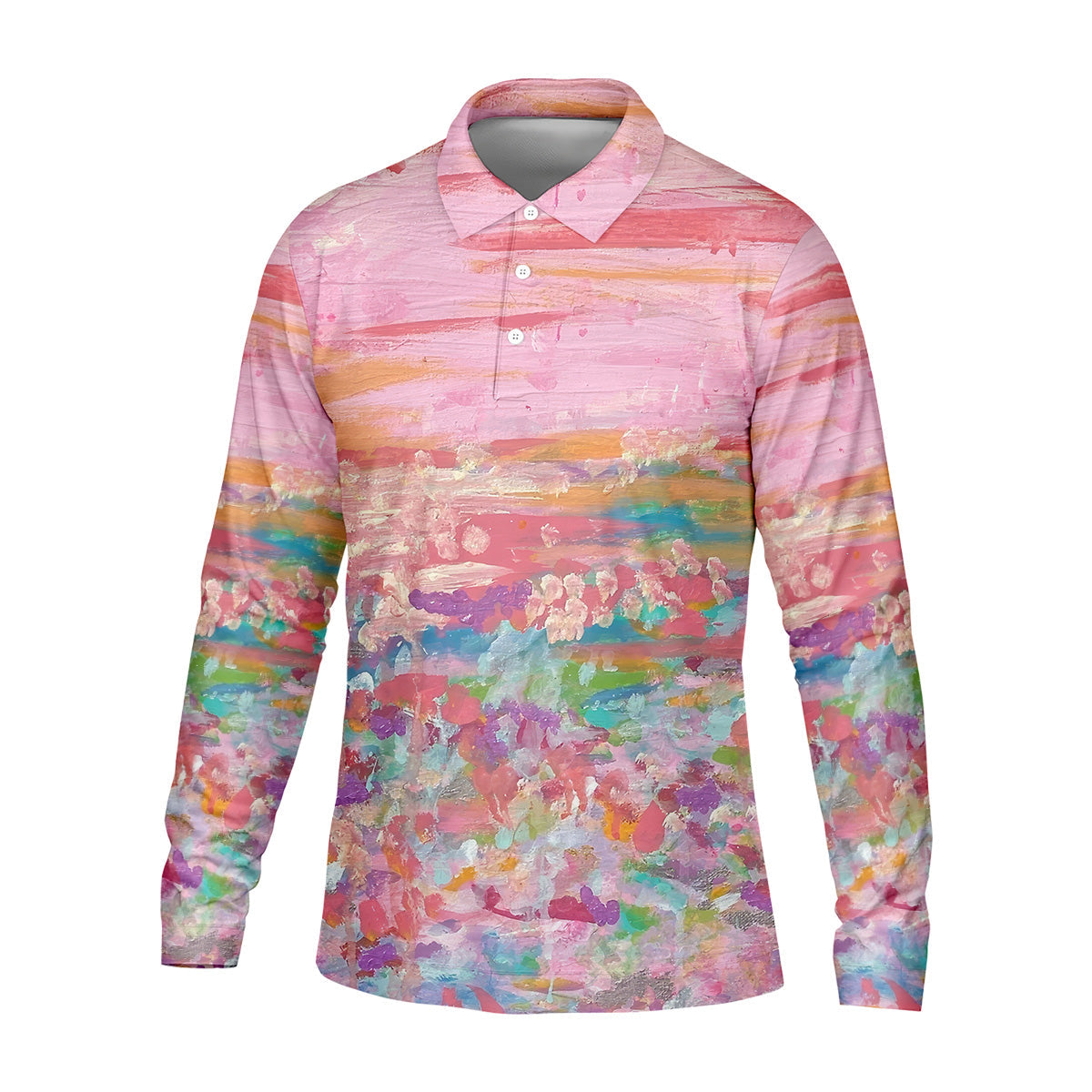 Ombre Colorful Breast Cancer Golf Shirt, Couple Golf Shirt, Matching Golf Shirt, His And Hers Golf Shirts