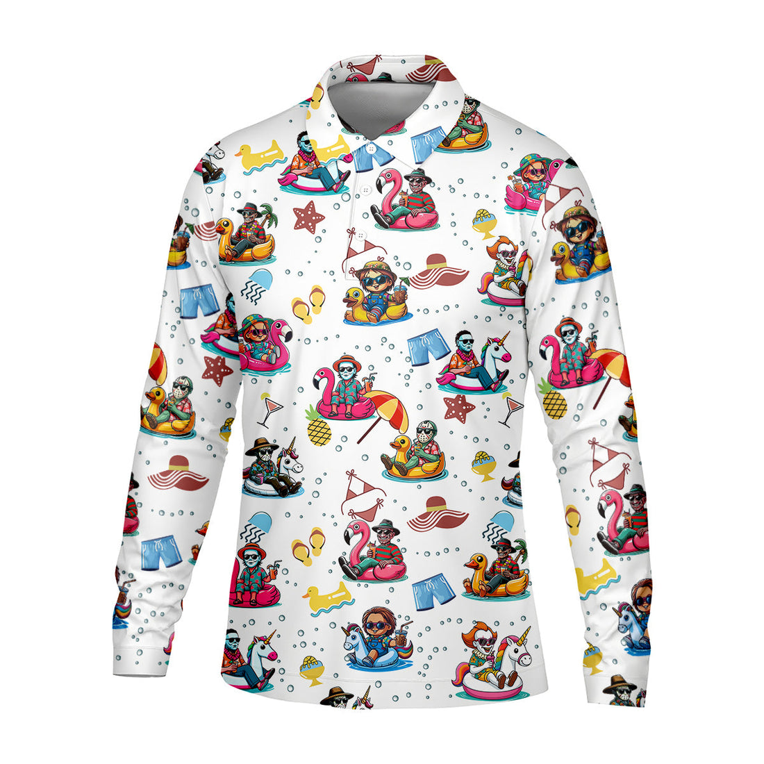 Halloween Summer, Fun Golf Poloss, Long Sleeve Golf Shirts, Men Golf Polo, Michael Myers, Freddy Krueger, Pennywise
