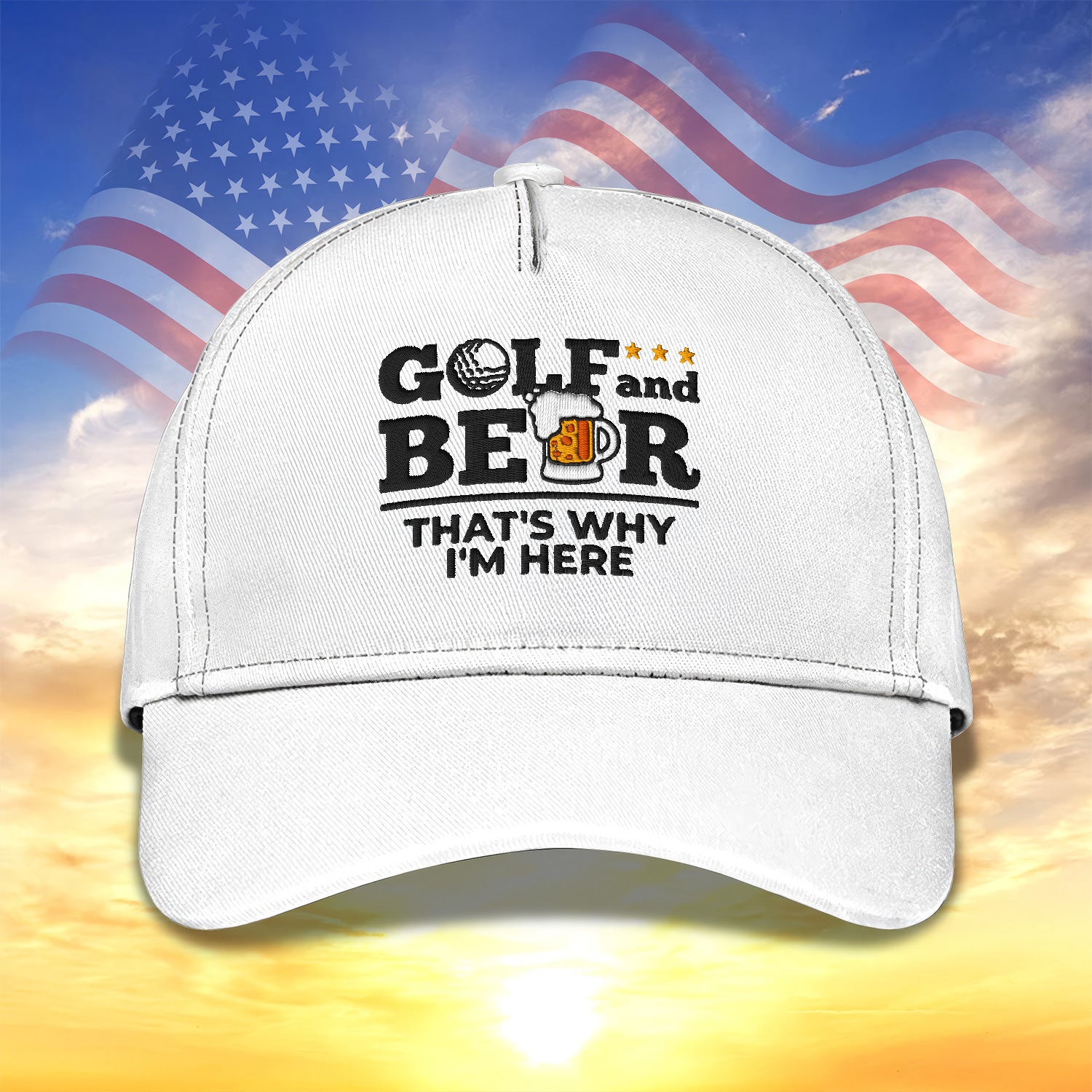 Golf And Beer Embroidered Baseball Cap, Golf Hat, Dad Golf Gift