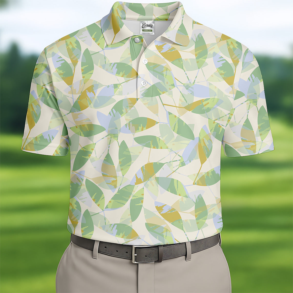 Abtract Seamless Pattern Men Golf Polo, Pastel Men's Long Seeve Golf Shirts, Matching Golf Shirts