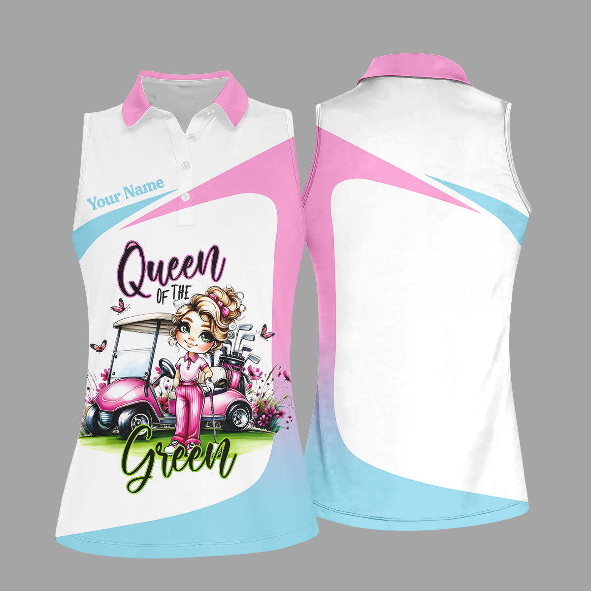 Queen Of The Green Custom Funny Womens Golf Polo Shirt, Ladies Golf Shirts, Best Golf Shirts