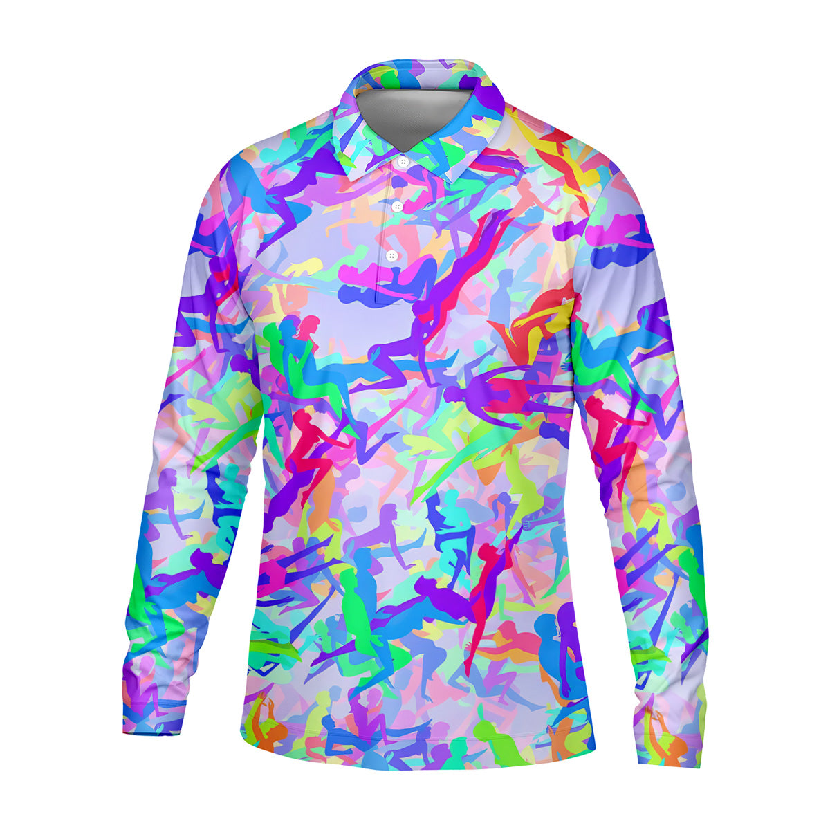 Funny Sex Positions Stick Figure Purple Neon Golf Tops For Men, Unique Gift For Golfer, Men's Golf Polo