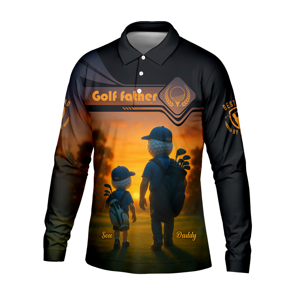 Golf Father Custom Men's Golf Polo Shirt, Funny Golf Shirt, Christmas Golf Gift