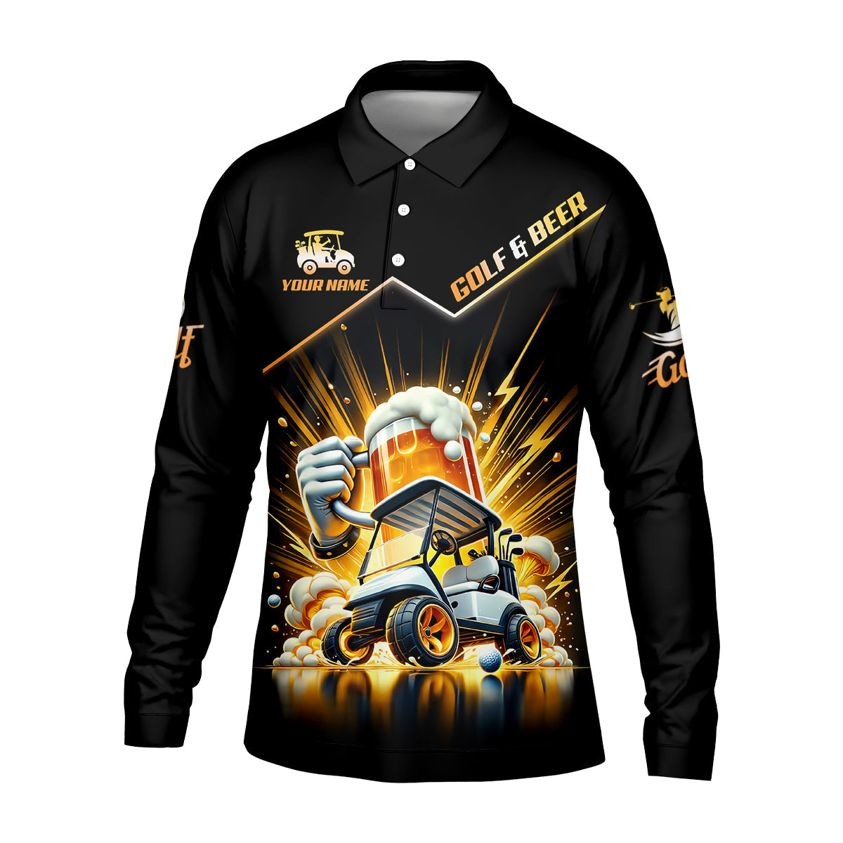 A Good Day Starts With Golf Carts And Beer Custom Funny Golf Polo Shirt, Dad Golf Gifts
