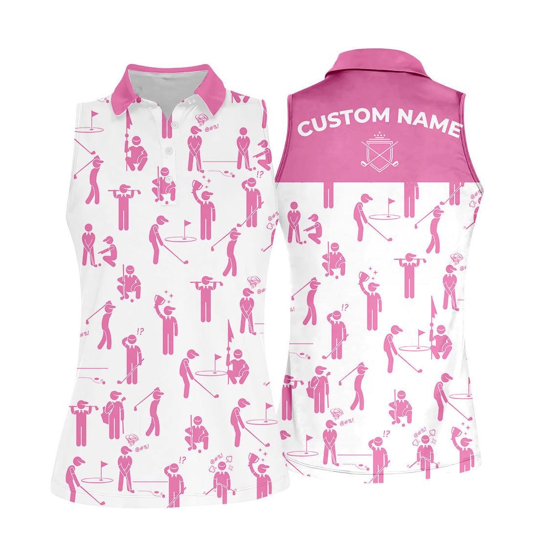 Personalized Womens Patterned Golf Shirts, Golf Gifts For Women, Womens Sleeveless Polo, Matching Golf Shirts