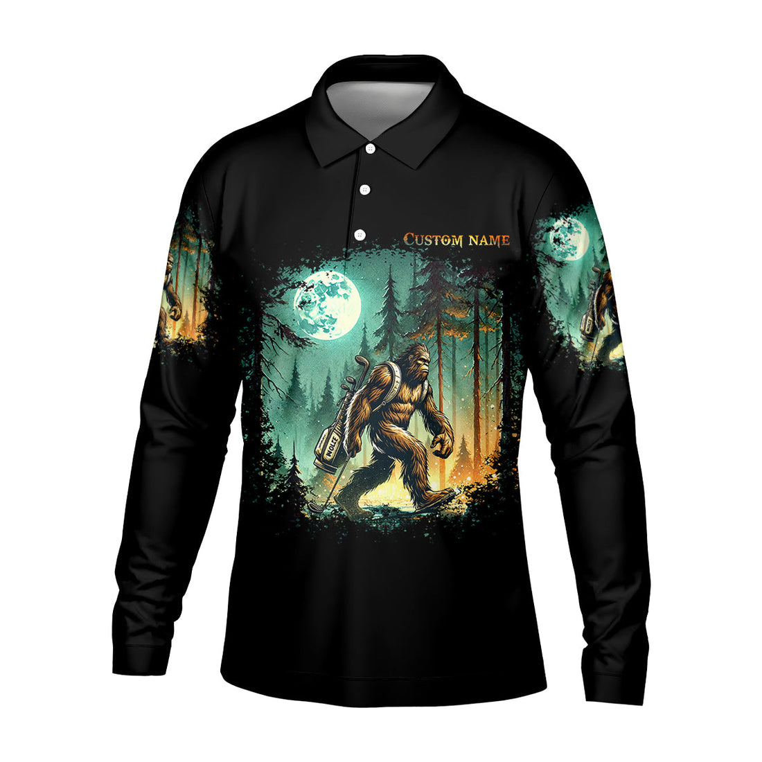 Not All Who Wander Are Lost Custom Bigfoot Men's Golf Polo Shirt, Funny Golf Shirt, Dad Golf Gift