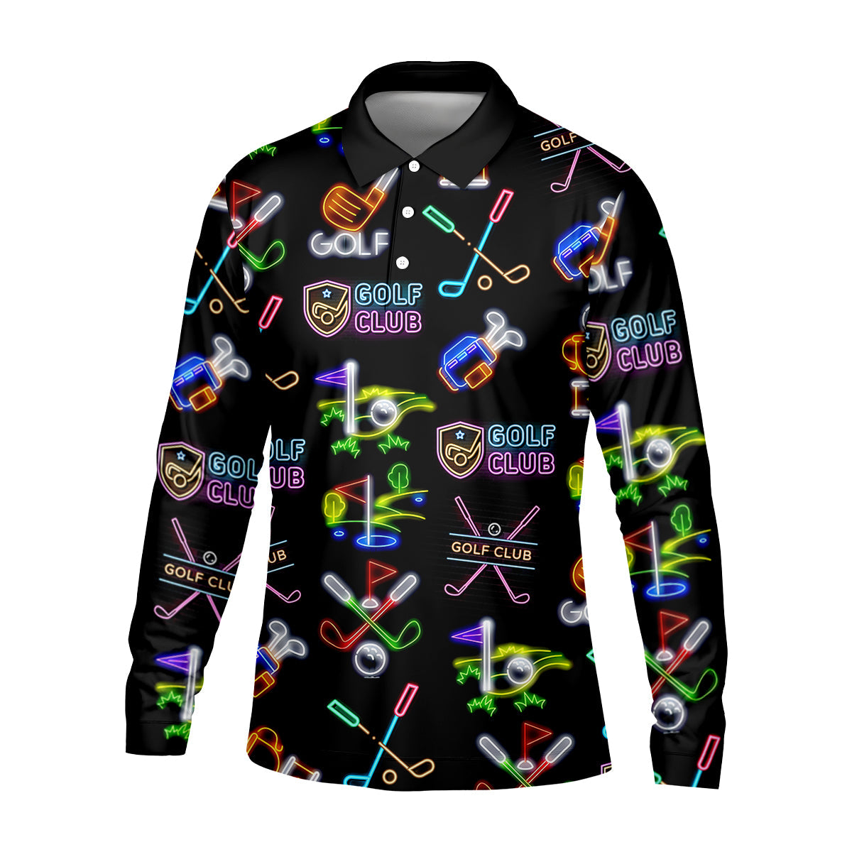 Neon Golf Clubs Men's Golf Polo Shirt, Funny Golf Shirt, Dad Golf Gift, Christmas Golf Gift