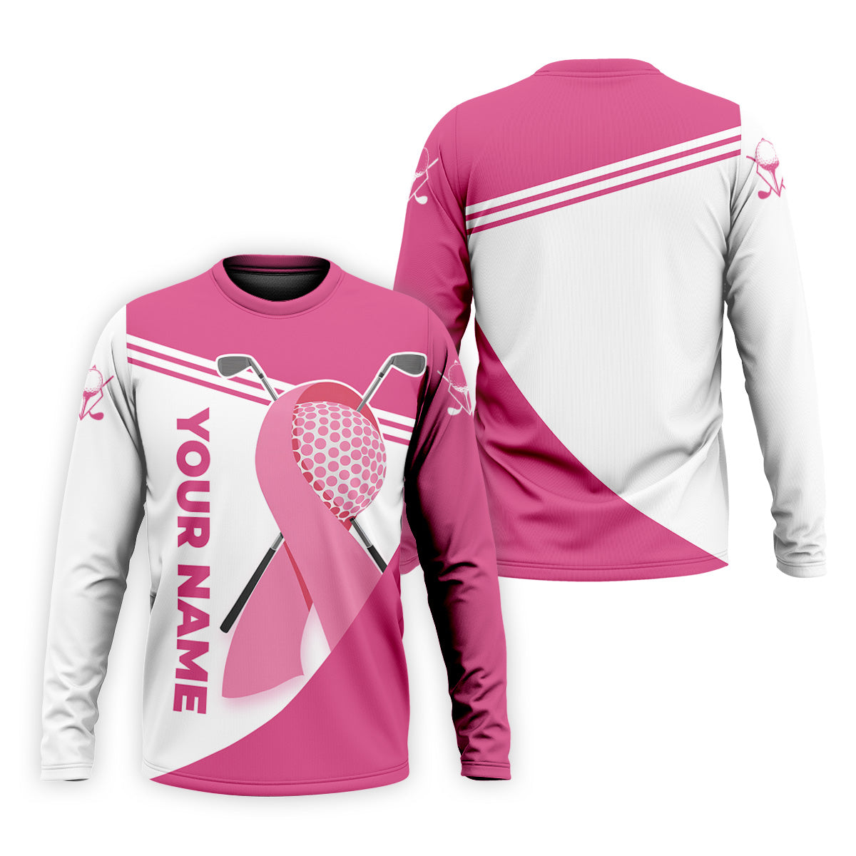 Breast Cancer Pink Men's Golf Polo Shirt, Golf Shirts For Men, Breast Cancer Awareness Shirt
