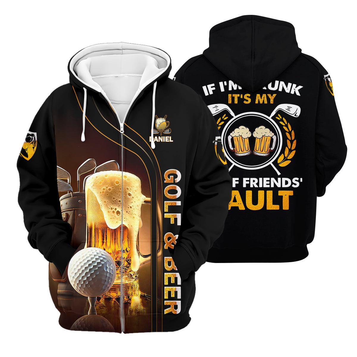 If I'm Drunk It's My Golf Friend's Fault Custom Funny Golf Polo Shirt, Dad Golf Gifts