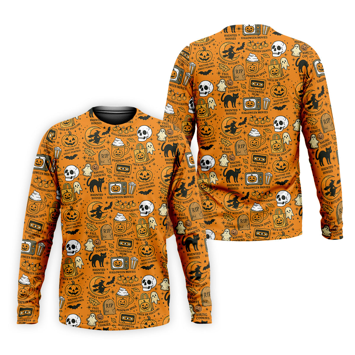 Orange Halloween Cat Golf Polo Shirts, Halloween Theme Shirts, Mens Golf Polo Shirts, Golfing Apparel