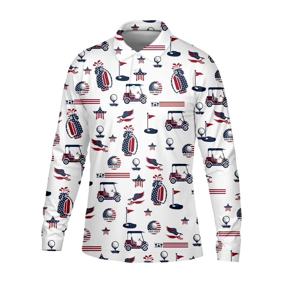 Patriotic USA Men's Golf Polo Shirt, Men's 4th Of July Shirts, USA Golf Shirt, Gifts For Golfing Dad