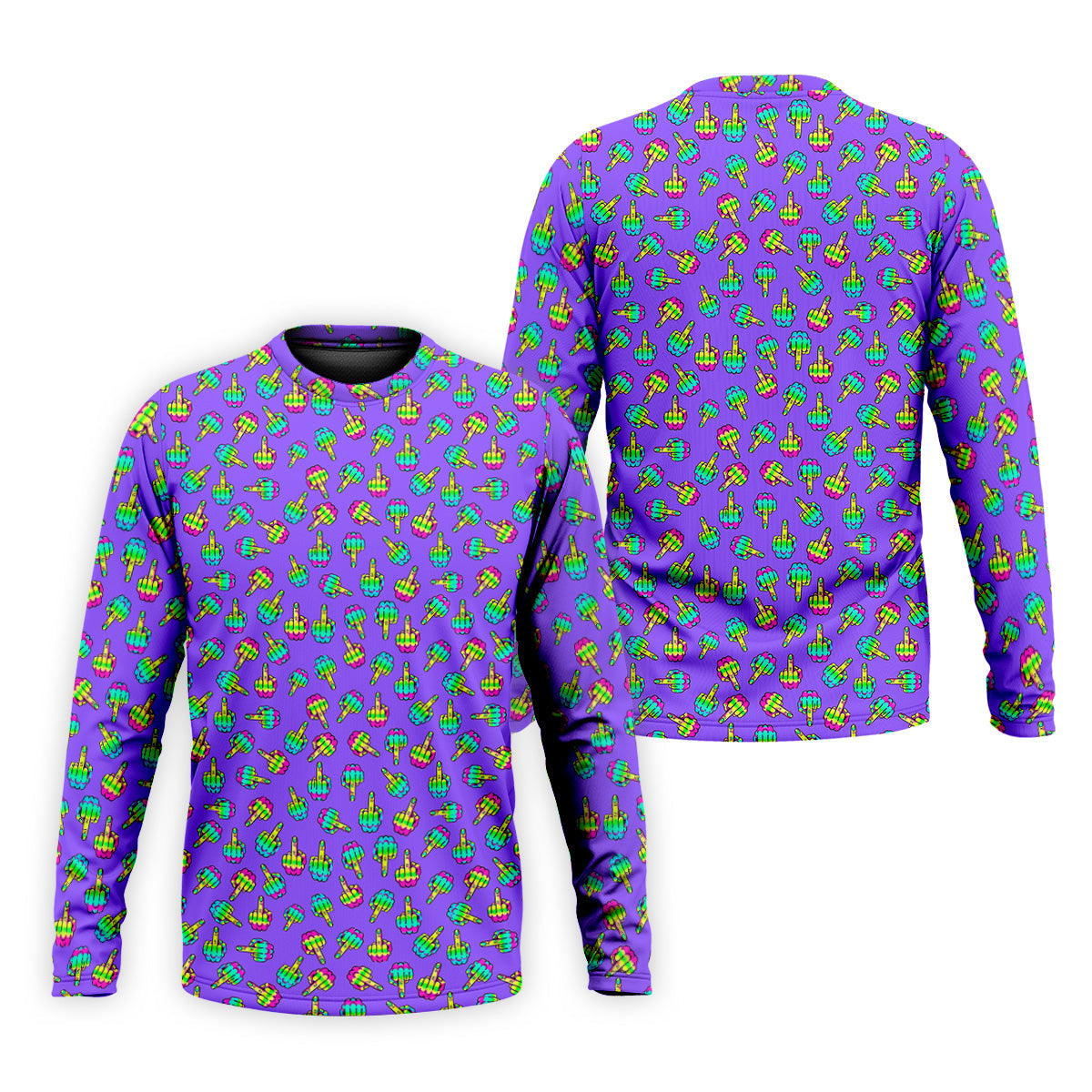 Neon Middle Finger Purple Golf Shirt, Fun Golf Shirts For Men, Cool Golf Gifts, Polo For Men