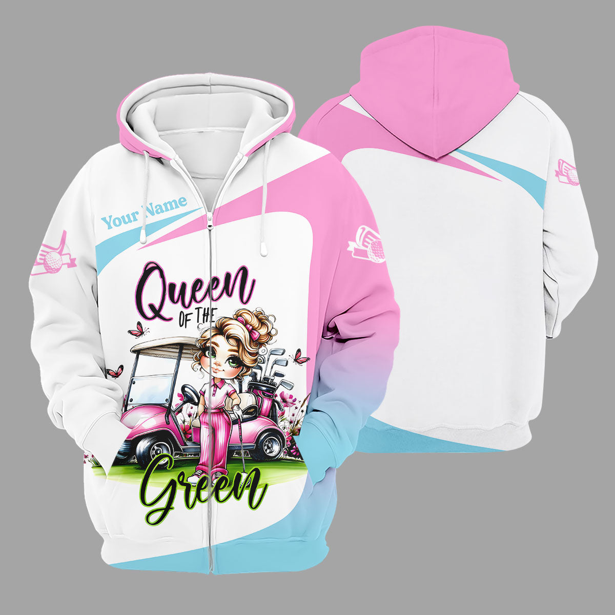 Queen Of The Green Custom Funny Womens Golf Polo Shirt, Ladies Golf Shirts, Best Golf Shirts