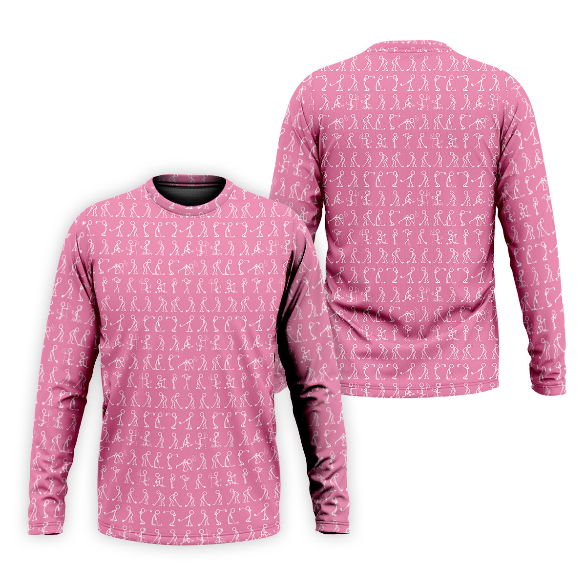 Funny Stick Figure Men's Golf Shirt, Pink Golf Shirt, Golf Shirts For Men, Fun Golf Shirt For Men