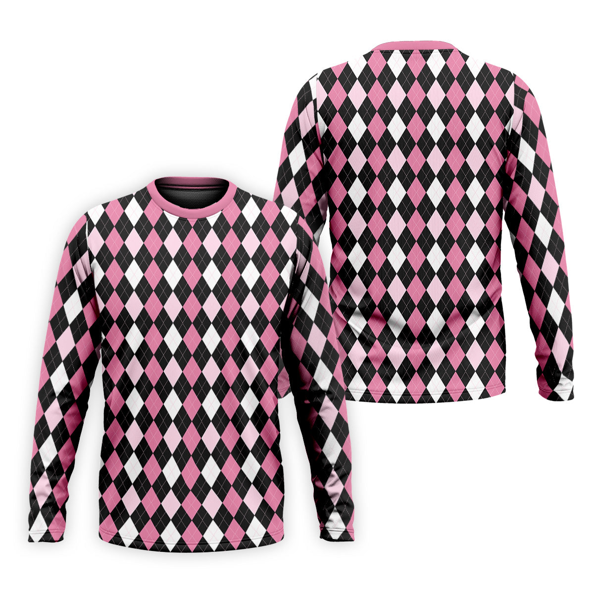 Black Pink Argyle Men's Golf Polo Shirt, Golf Gift For Men, Golfing Apparel, Matching Golf Shirt