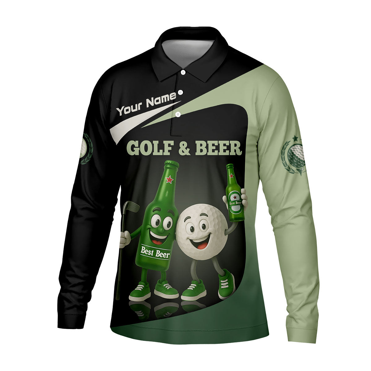 Funny Beer And Golf Custom Golf Polos For Men, Mens Golf Gift, Golfing Apparel, Gift For Golfers