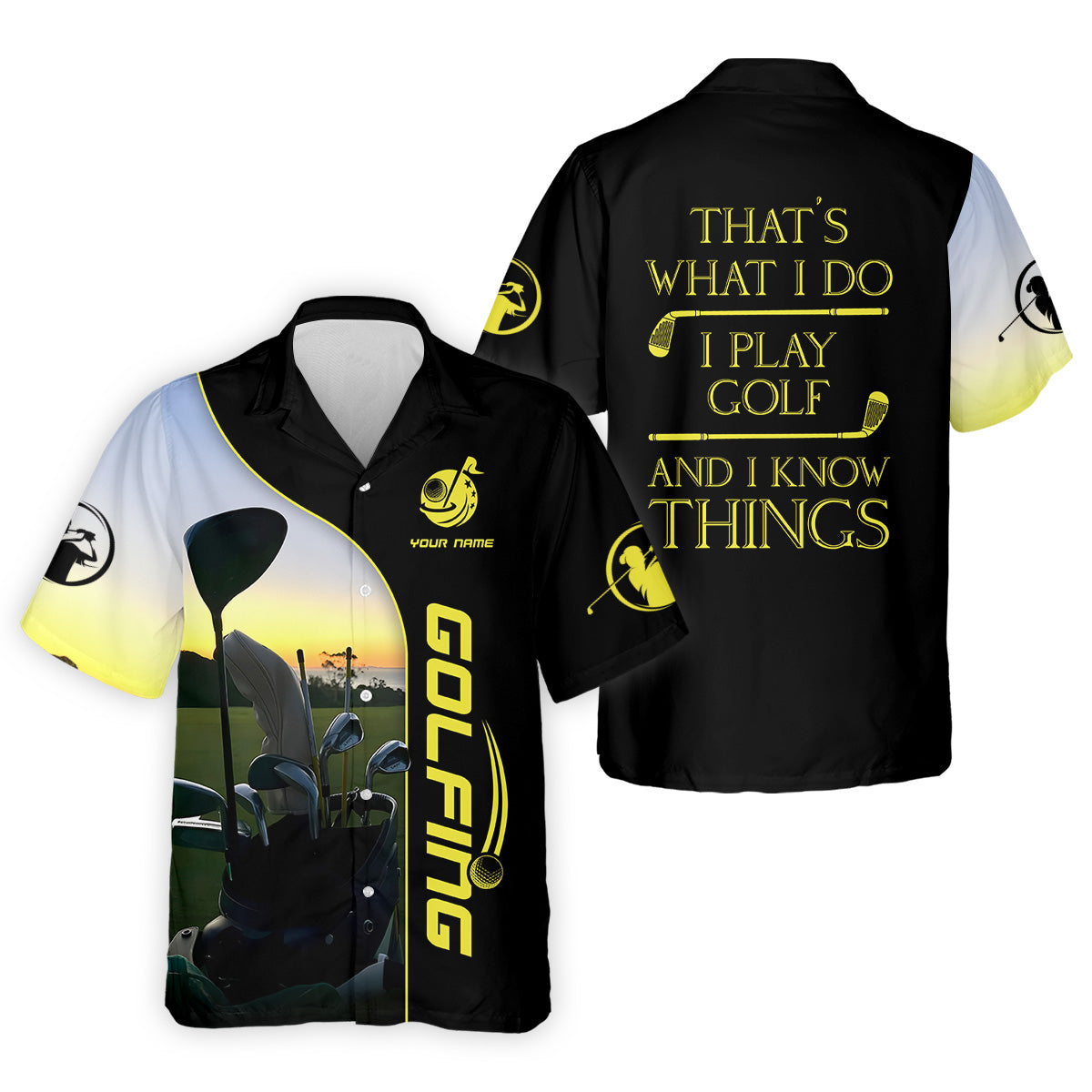 That's What I Do I Play Golf And I Know Things Custom Funny Golf Polo Shirt, Christmas Golf Gift
