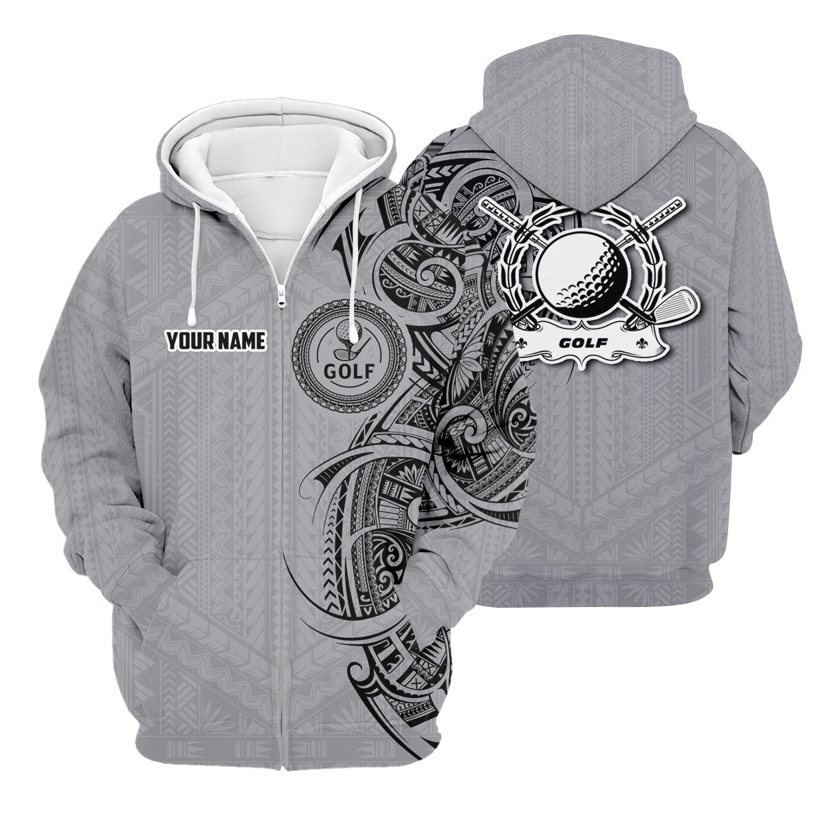 Strike Grey Tribal Tattoo Custom Men's Golf Polo Shirt, Funny Golf Shirt, Dad Golf Gift