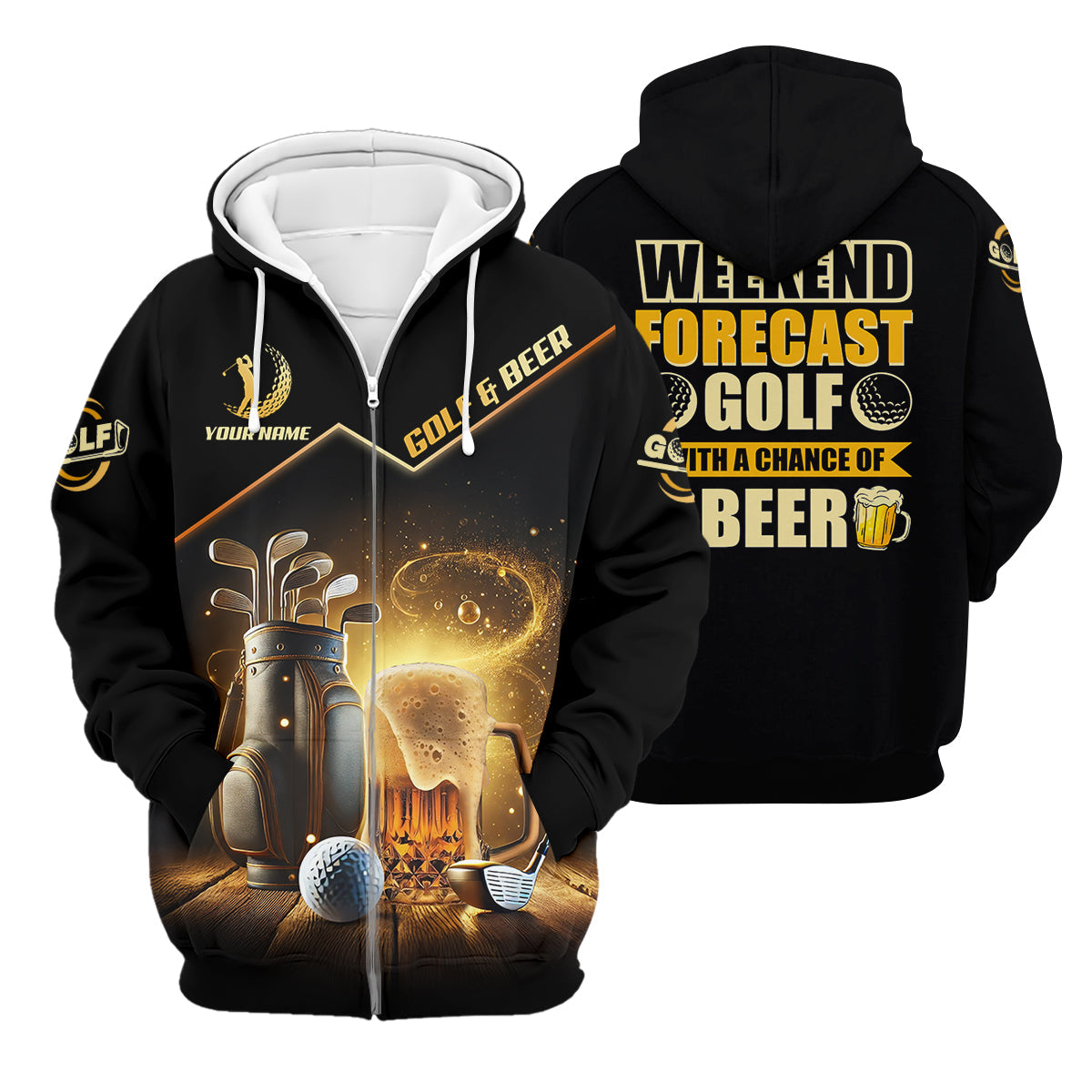 Golf And Beer Custom Men's Golf Polo Shirt, Beer Golf Shirt, Gift For Golfers