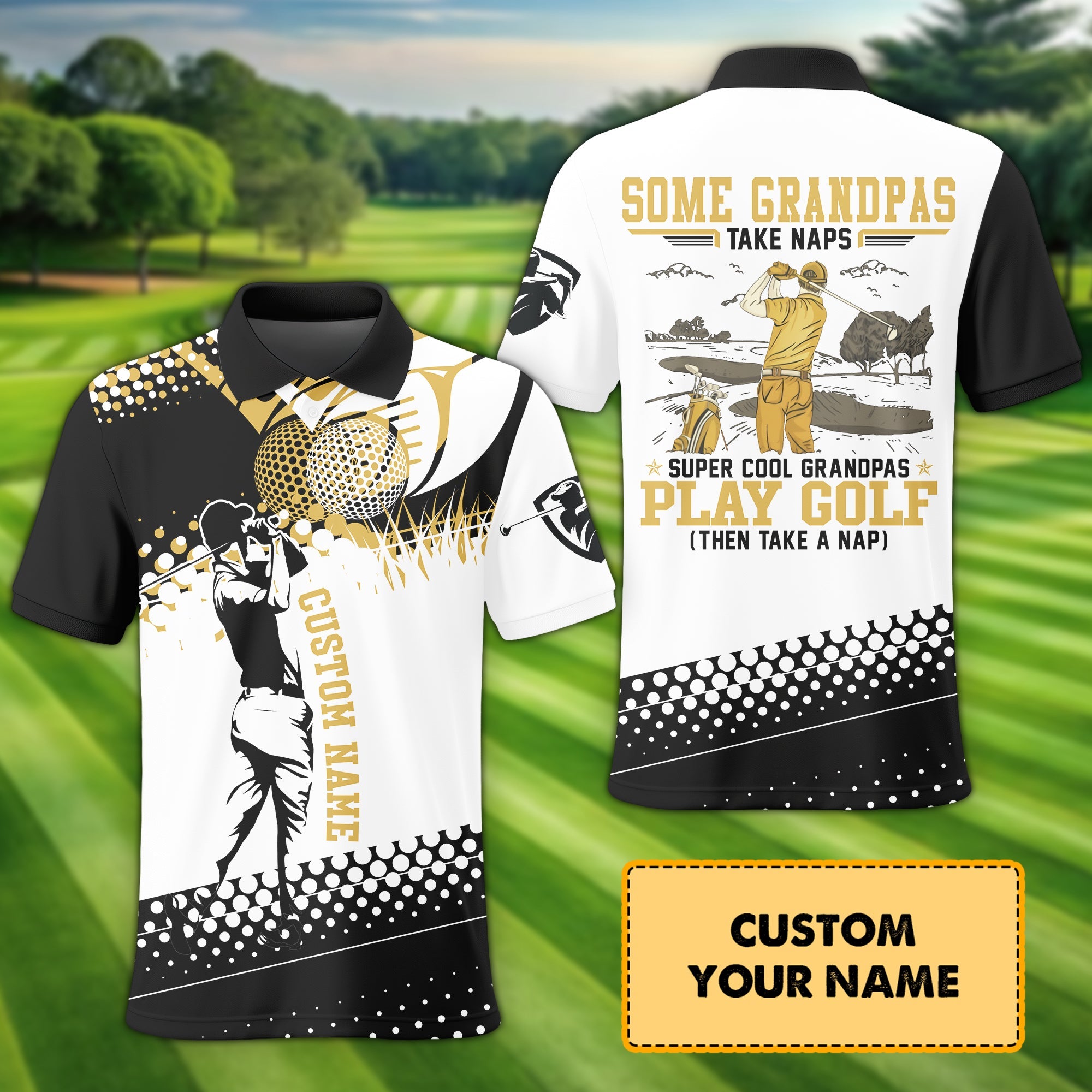 Some Grandpas Take Naps Custom Name Golf Polo Shirt, Golf Shirt, Gift For Golfers