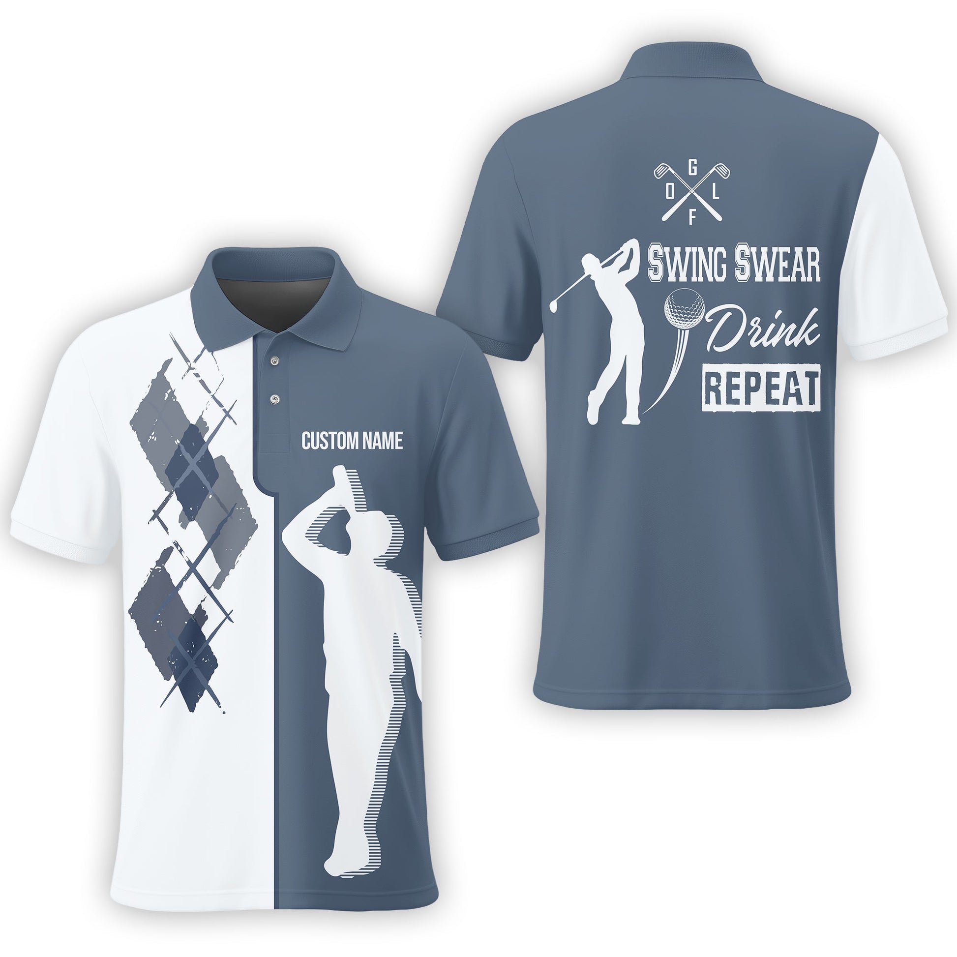Swing Swear Drink Repeat Golf Shirt, Custom Polo Shirt, Present For Golfer