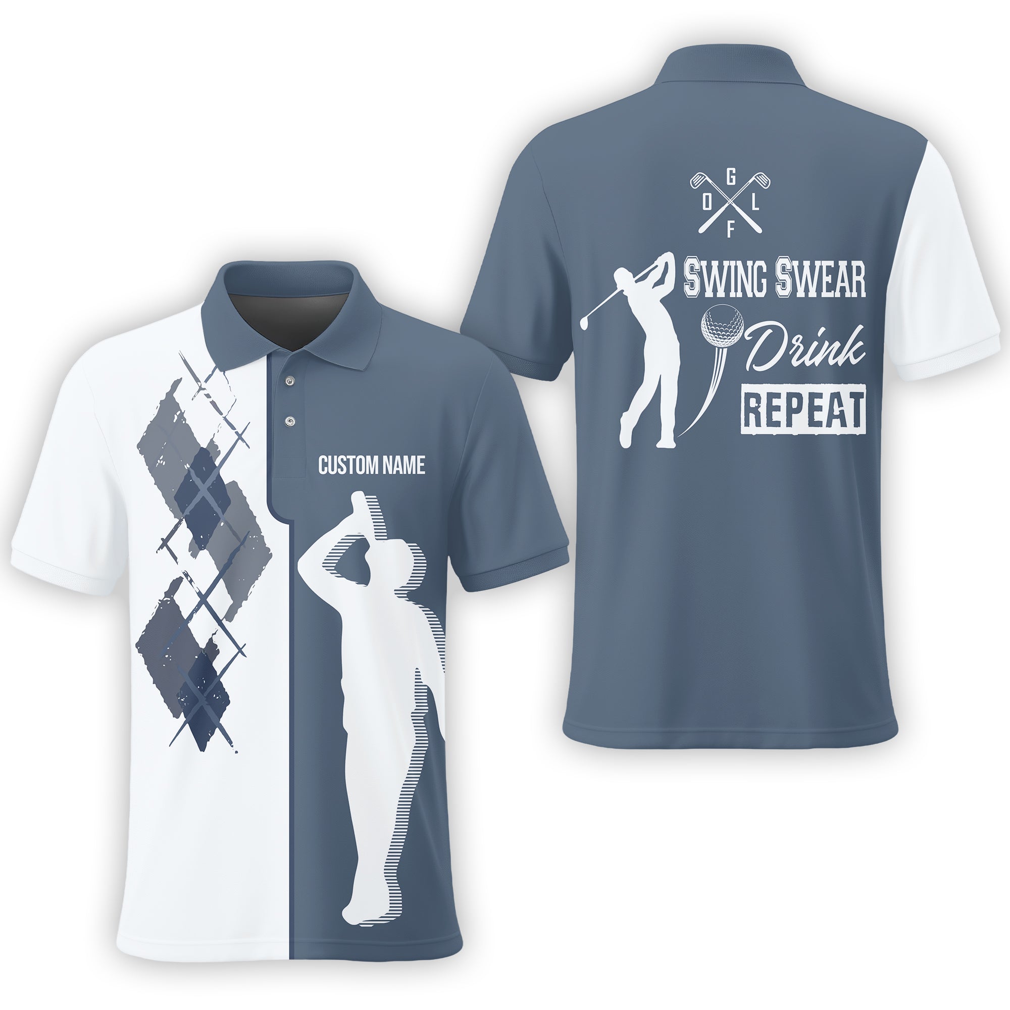 Swing Swear Drink Repeat Golf Shirt, Custom Polo Shirt, Present For Golfer