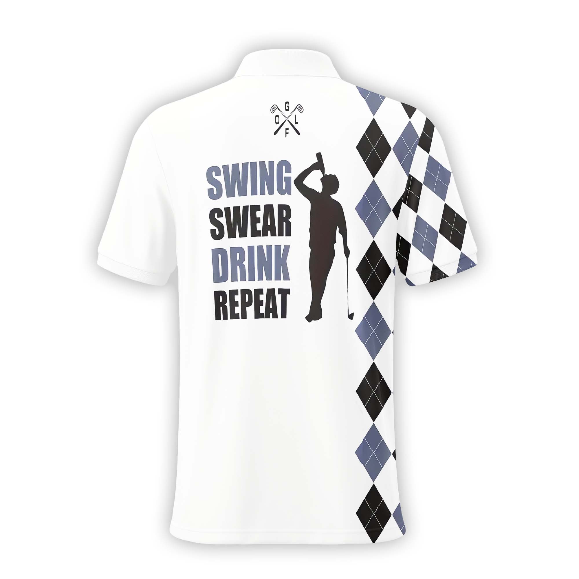 Swing Swear Drink Repeat Custom Name Golf Polo Shirt, Golf Shirt, Gift For Golfers