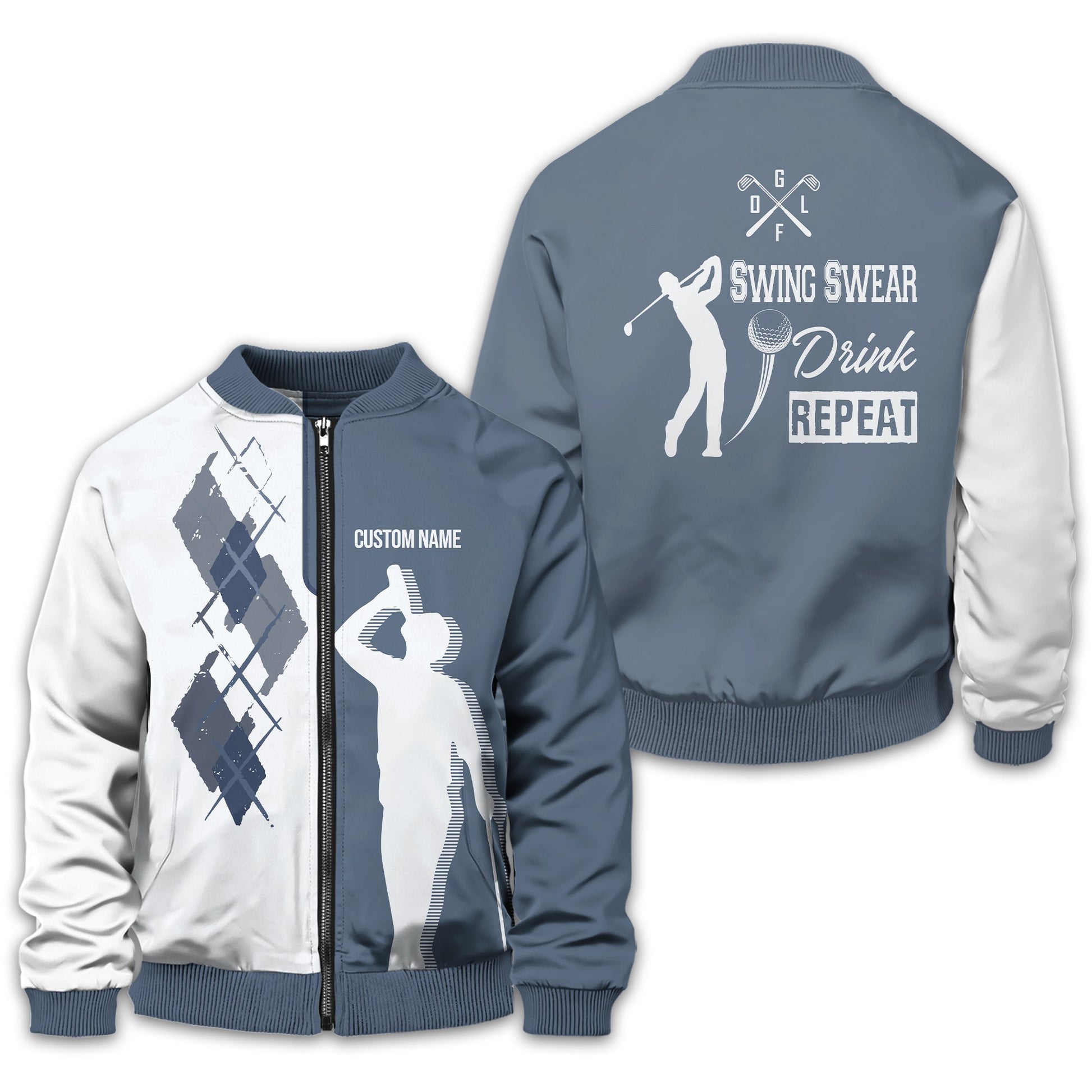 Swing Swear Drink Repeat Personalized Golf Polo Shirt, Golf Shirt For Men, Gift For Golfers