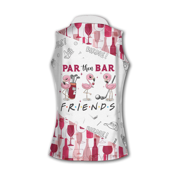 Par Then Bar Flamingo Sleeveless Women Golf Shirt, Funny Women's Golf Outfits, Golf Pattern Shirt