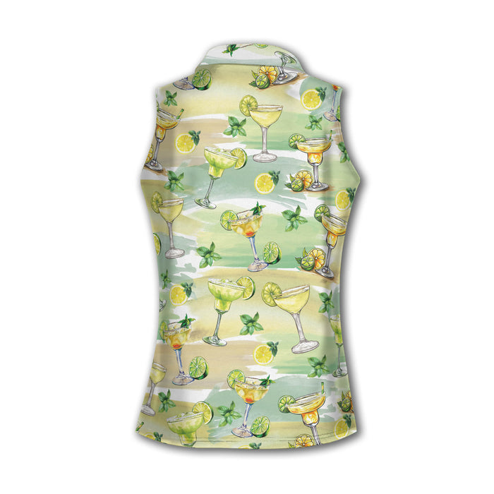 Margarita Golf Shirt For Women, Sleeveless Polo Shirt Womens, Patterned Golf Polos, Cute Womens Golf Clothes
