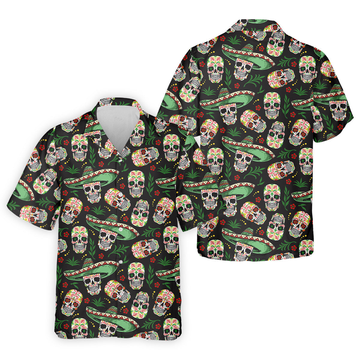 Skull Golf Shirt, Day Of The Dead Shirt, Mexican Floral Shirt, Men Polo, Unique Gift For Golfer