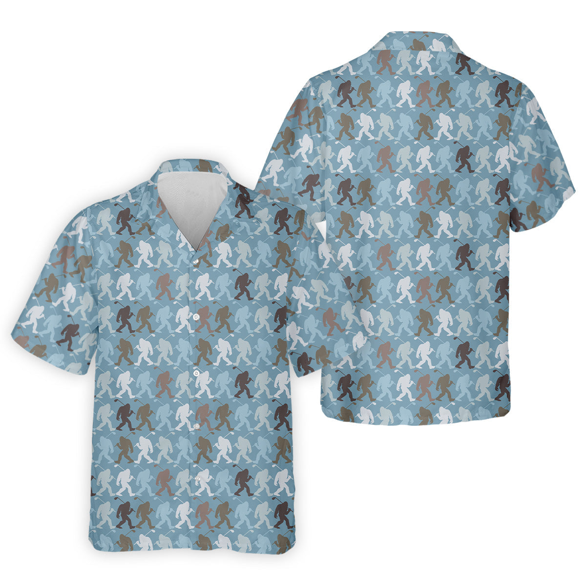 Bigfoot Silhouette Pattern Fun Golf Shirts For Men, Unique Gift For Golfer, Men's Golf Polo