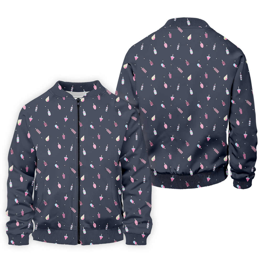 Ice Cream Pattern Golf Shirt, Fun Golf Shirts For Men, Cute Golf Shirt, Long Sleeve Golf Shirts