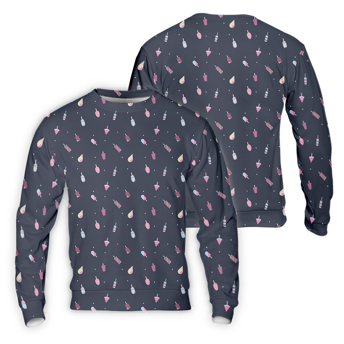 Ice Cream Pattern Golf Shirt, Fun Golf Shirts For Men, Cute Golf Shirt, Long Sleeve Golf Shirts