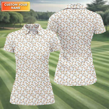 Middle Finger Duck Patterned Golf Polos, Funny Golf Shirts, Fun Women Golf Shirts, Ladies Golf Shirt