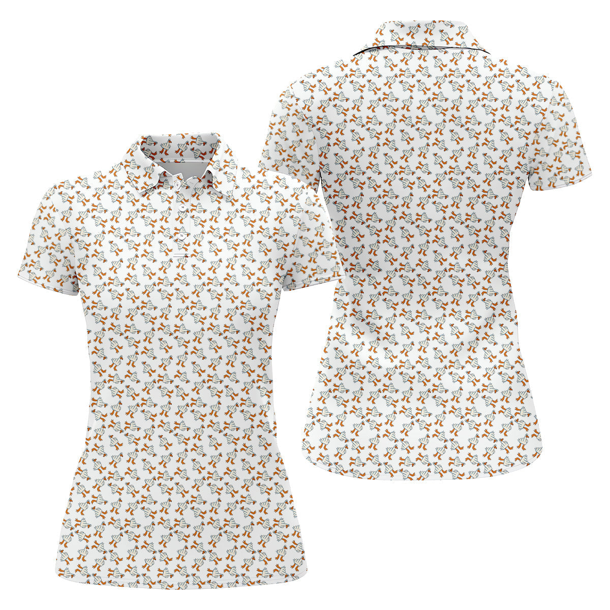 Middle Finger Duck Patterned Golf Polos, Funny Golf Shirts, Fun Women Golf Shirts, Ladies Golf Shirt