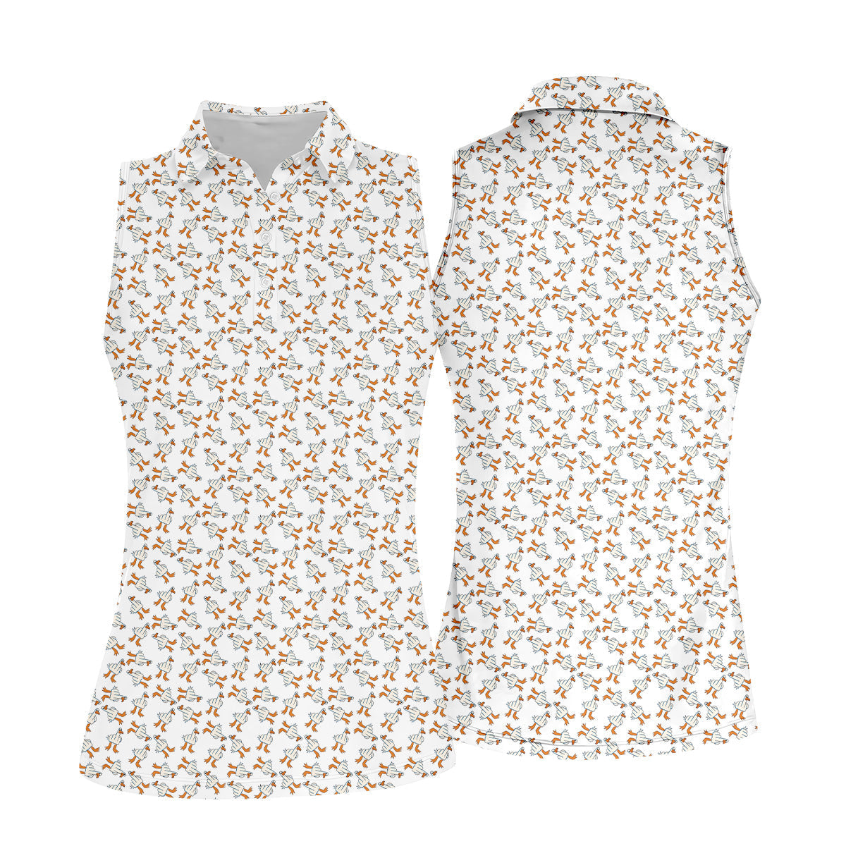 Middle Finger Duck Patterned Golf Polos, Funny Golf Shirts, Fun Women Golf Shirts, Ladies Golf Shirt