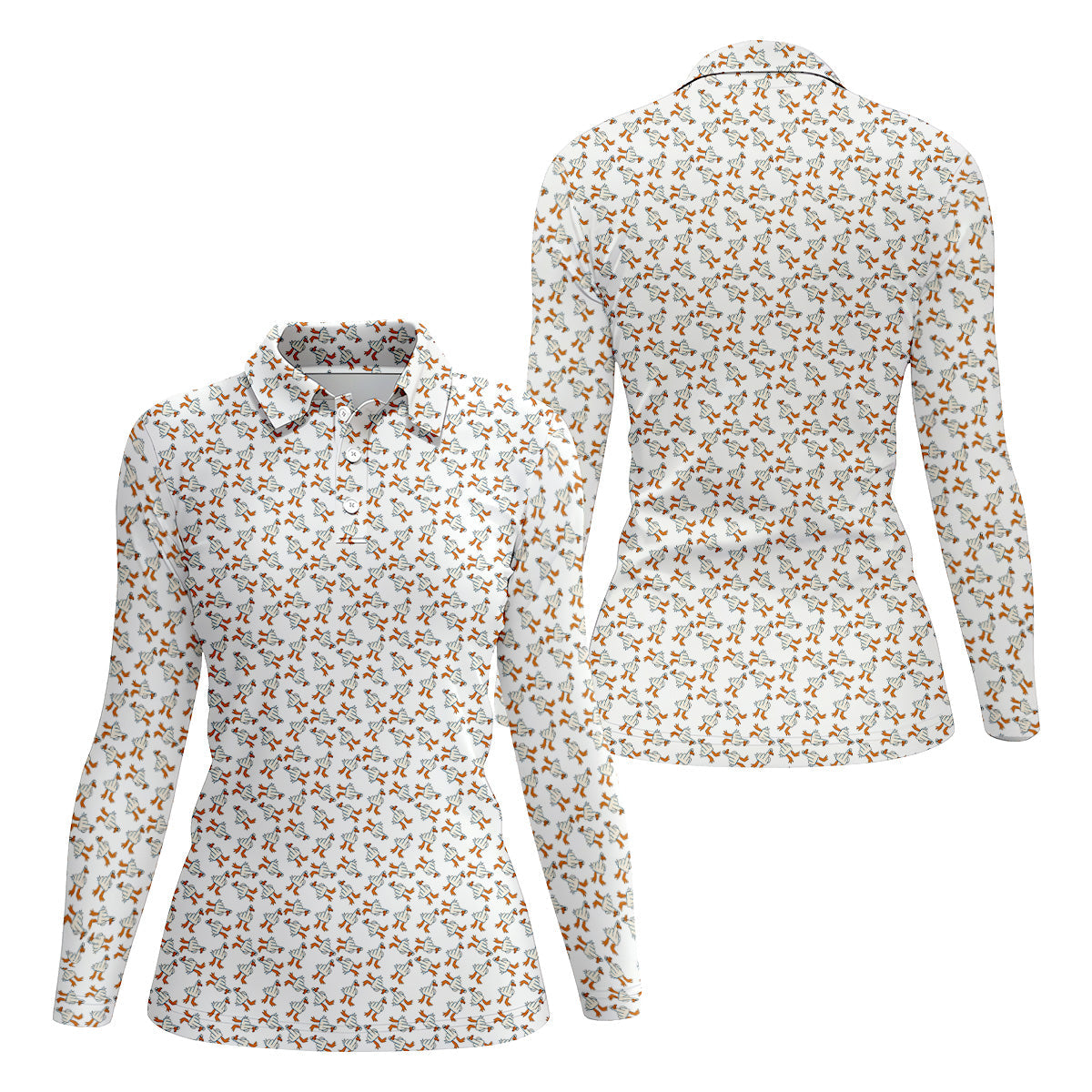 Middle Finger Duck Patterned Golf Polos, Funny Golf Shirts, Fun Women Golf Shirts, Ladies Golf Shirt