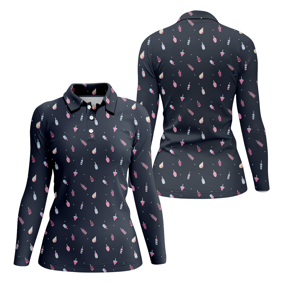 Ice Cream Pattern Golf Shirt, Ladies Sleeveless Golf Shirts, Cute Golf Shirt, Ladies Golf Shirts