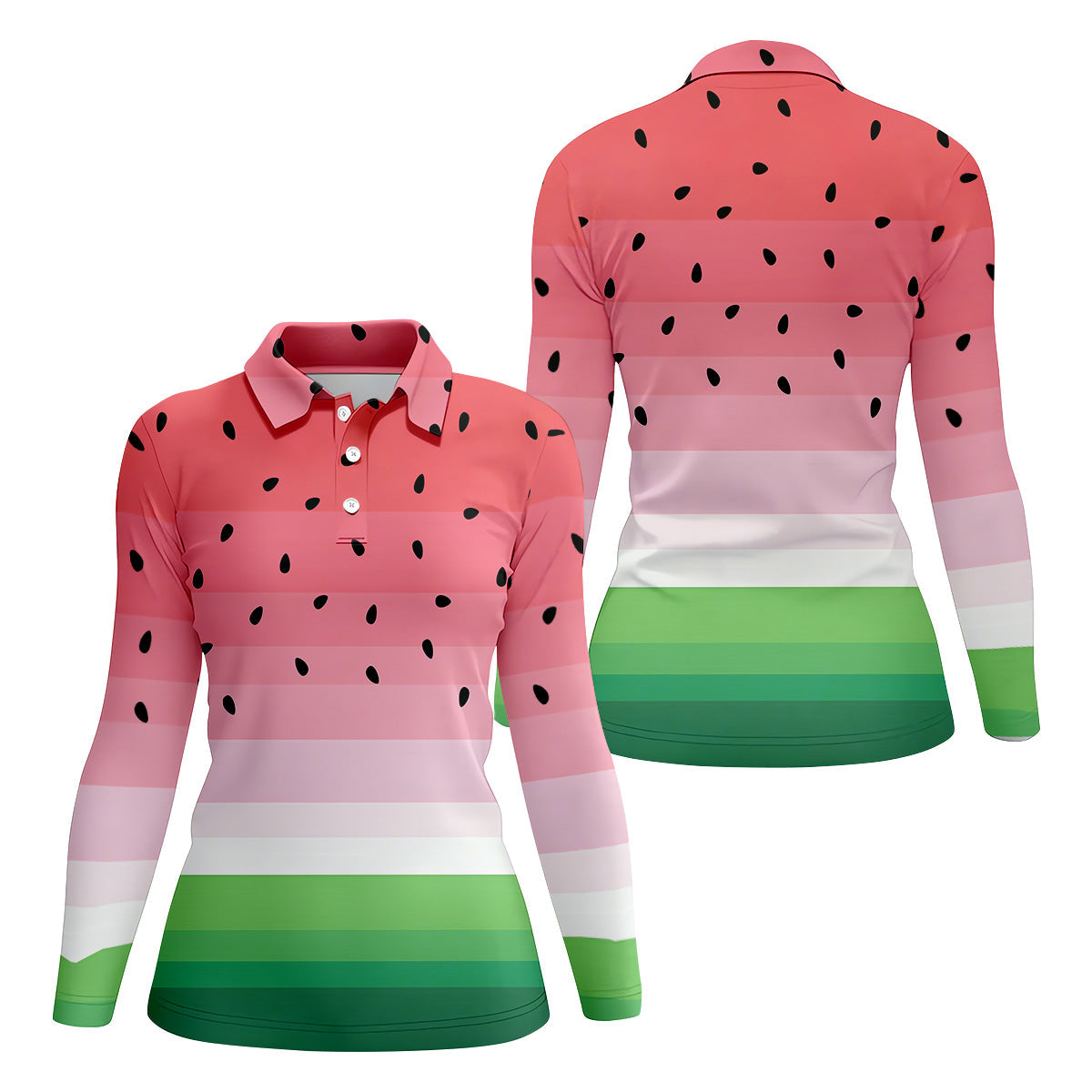 Watermelon Summer Fun Womens Golf Shirts, Pink Golf Shirt, Ladies Golf Shirts, Golfing Apparel