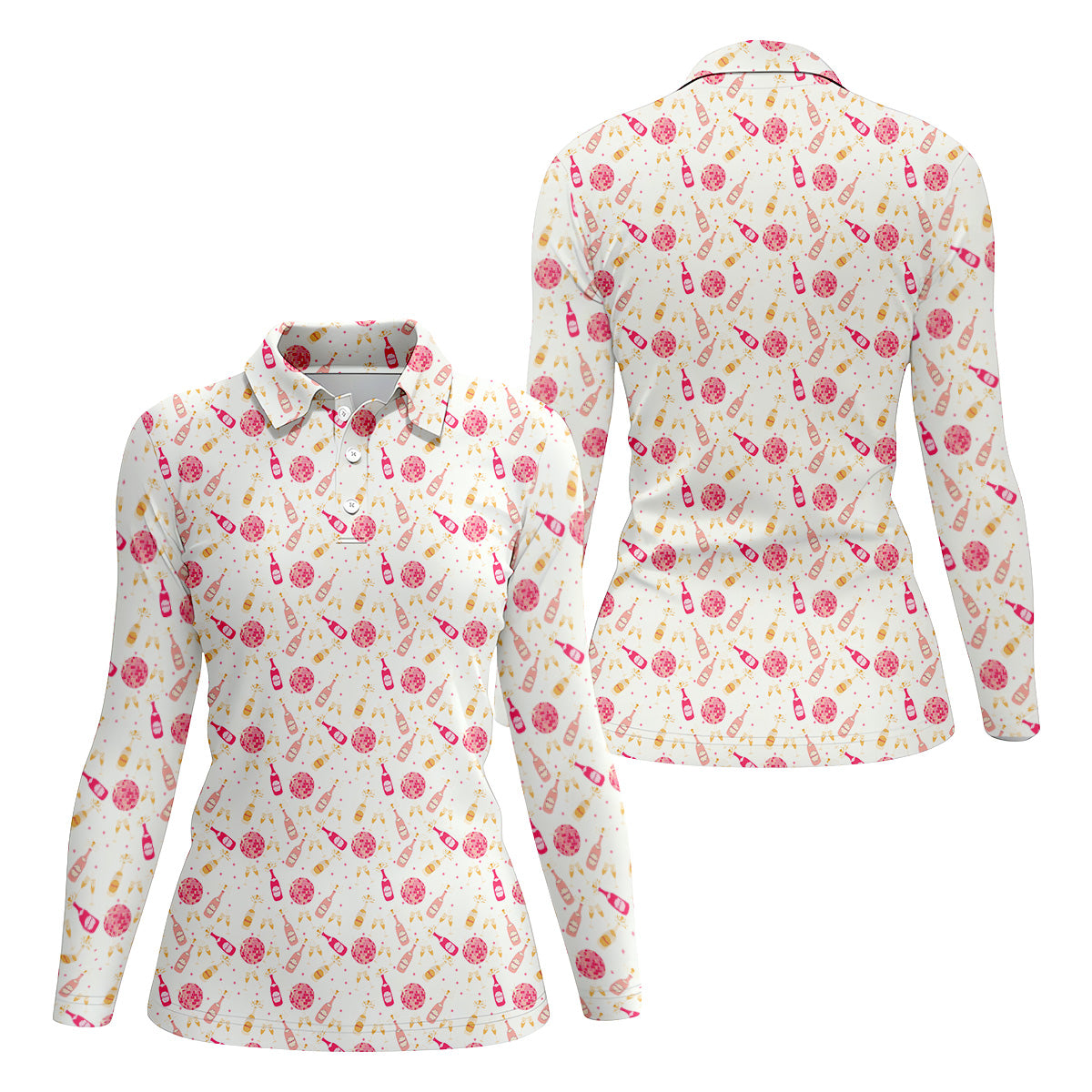 Champagne Pink Fun Womens Golf Shirts, Bachelorette Shirts, Ladies Golf Shirts, Cool Golf Gifts