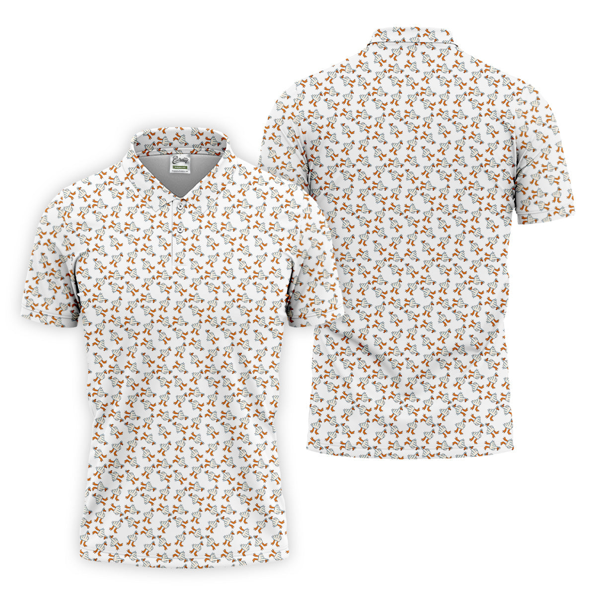 Middle Finger Duck Patterned Golf Polos, Mens Funny Golf Shirts, Mens Golf Polo Shirts, Funny Golf Shirt