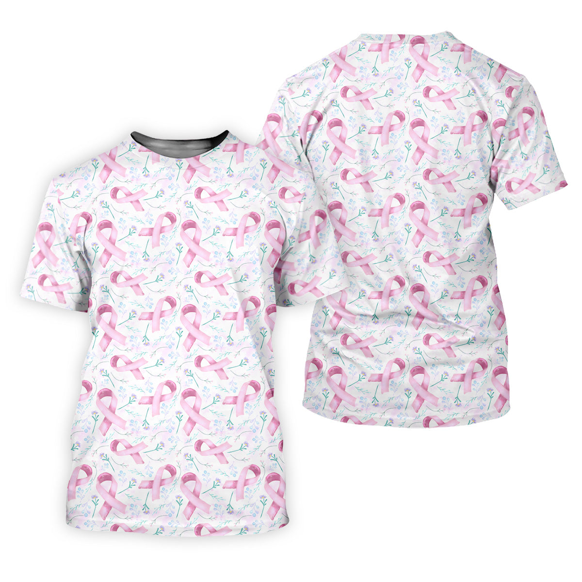 Pink Floral Breast Cancer Golf Shirt, Women's Long Sleeve Golf Shirts, Ladies Golf Shirts