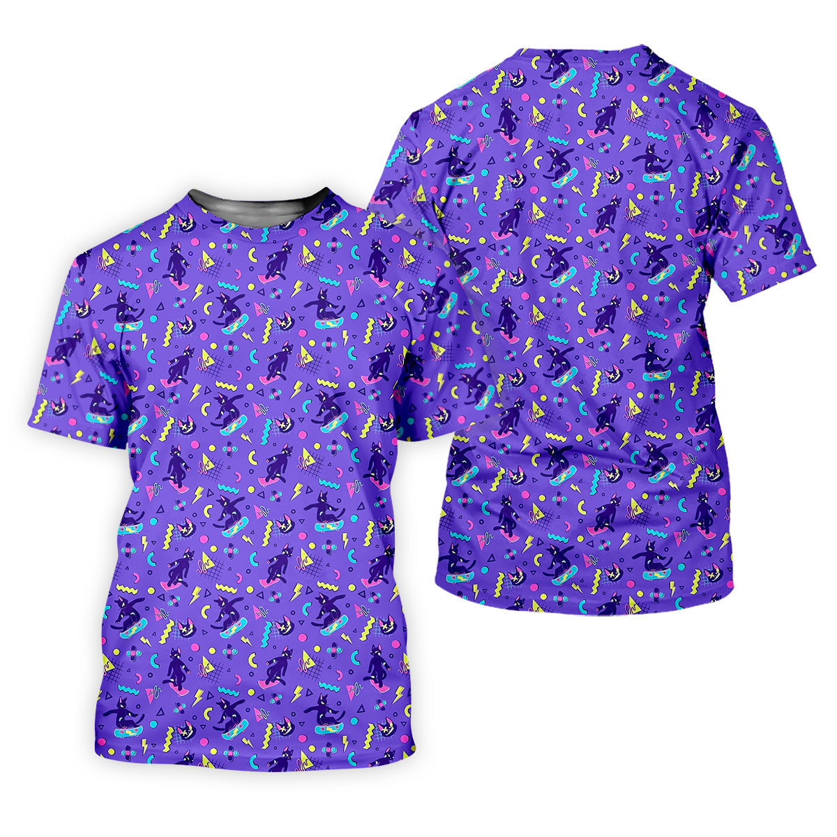 SK8R CAT Patterned Golf Polos, Fun Womens Golf Shirts, Ladies Sleeveless Golf Shirts, Ladies Golf Shirts