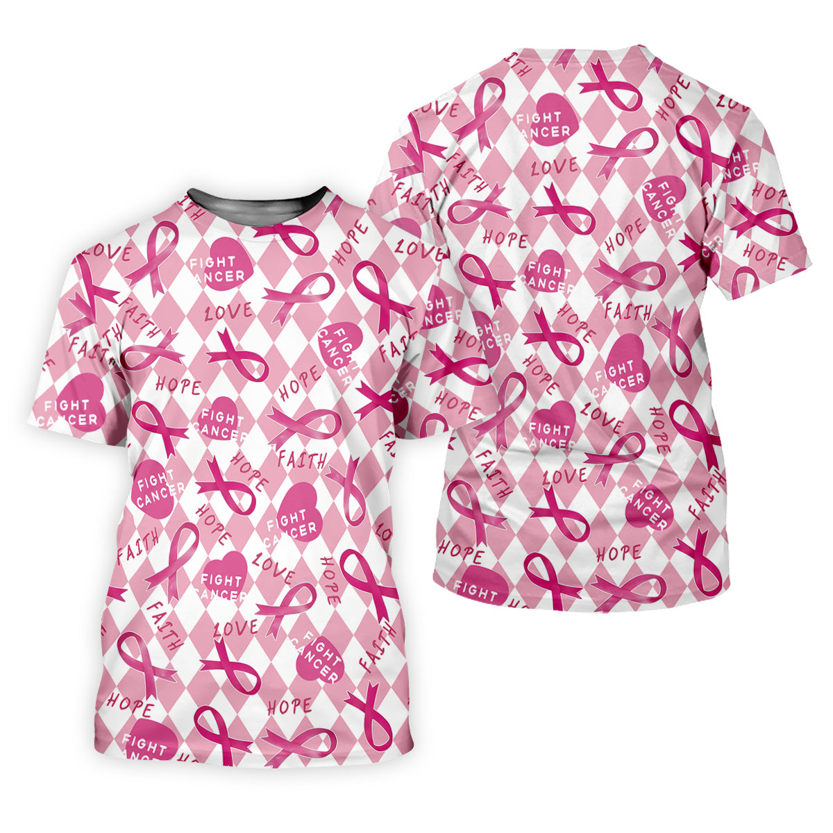 Faith Hope Fight Cancer Men's Golf Shirt, Breast Cancer Awareness Shirt, Golf Shirts For Men